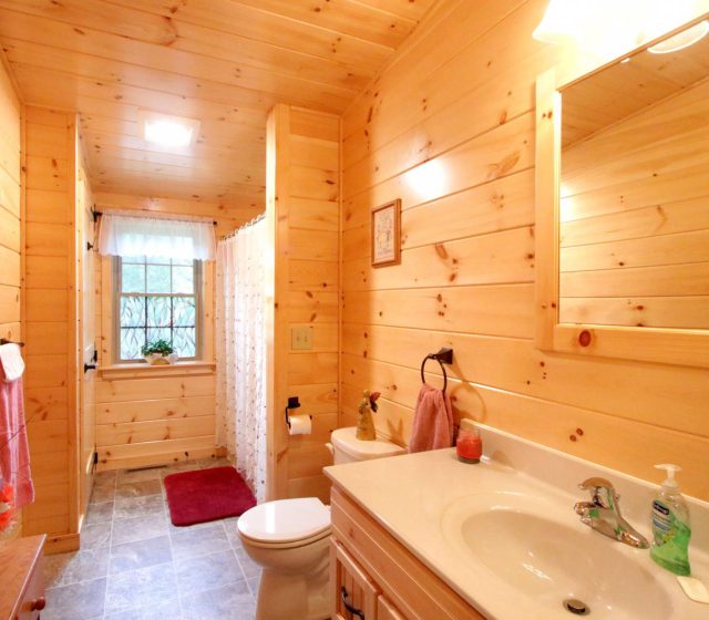 large cabin bathroom with shower